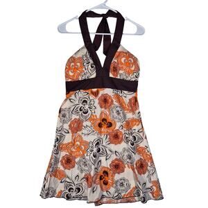 Speechless Orange Brown Paisley Halter Dress Juniors size 9